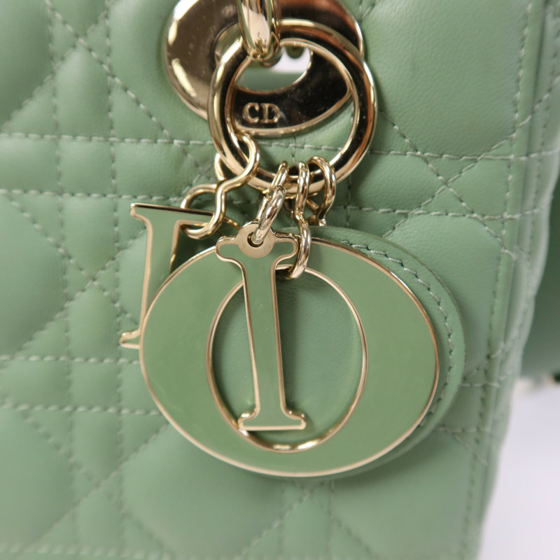 Dior 羊皮皮革Lady Dior Small金扣手挽肩背兩用袋-6