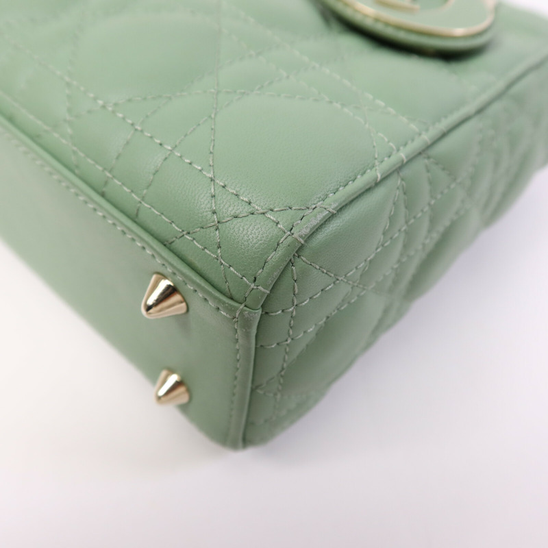 Dior 羊皮皮革Lady Dior Small金扣手挽肩背兩用袋-10