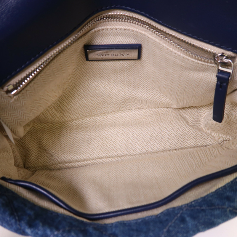 Tory Burch 牛仔布Chain Shoulder銀扣鏈帶肩背袋-4