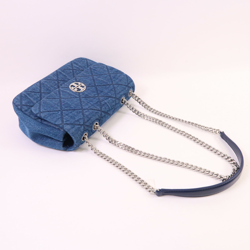 Tory Burch 牛仔布Chain Shoulder銀扣鏈帶肩背袋-7