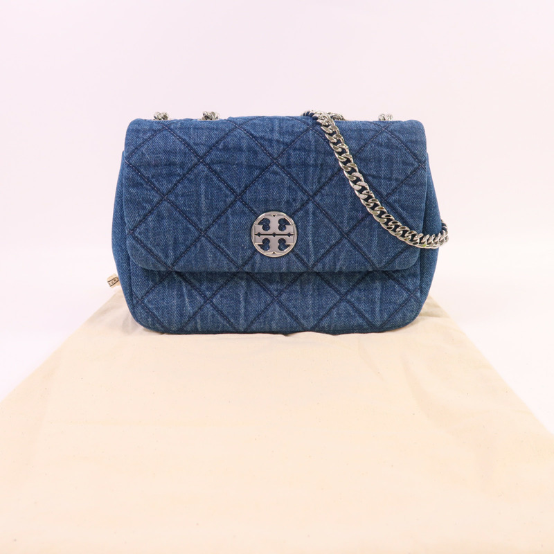 Tory Burch 牛仔布Chain Shoulder銀扣鏈帶肩背袋-8