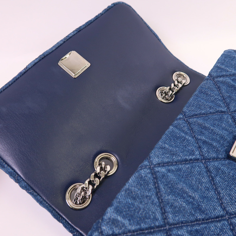 Tory Burch 牛仔布Chain Shoulder銀扣鏈帶肩背袋-15