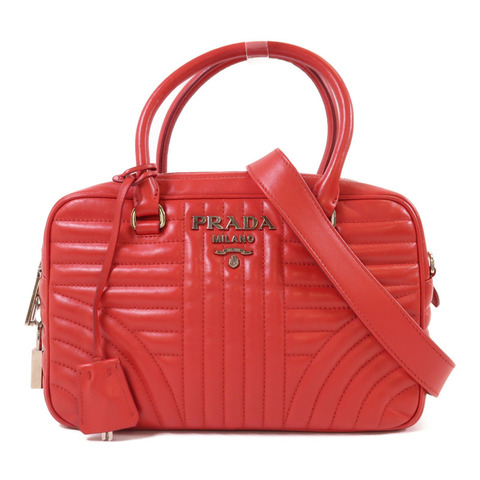 PRADA 羊皮皮革2 Way Shoulder銀扣手挽肩背兩用袋