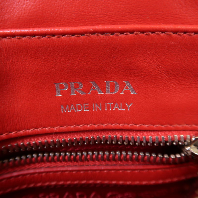 PRADA 羊皮皮革2 Way Shoulder銀扣手挽肩背兩用袋-5
