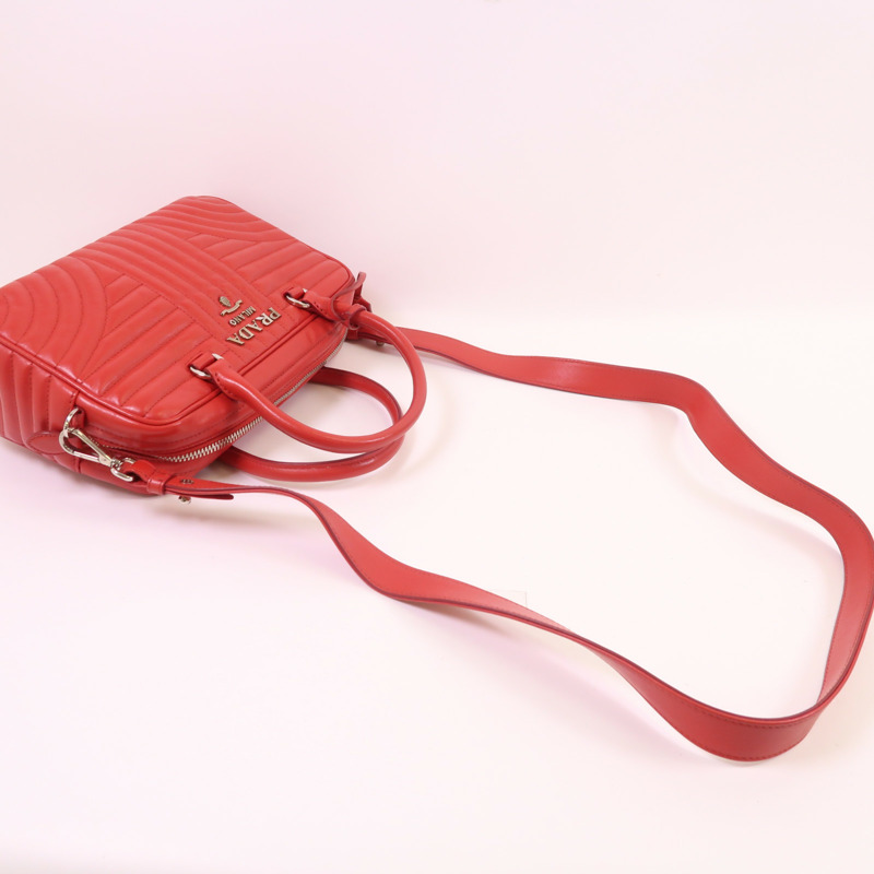 PRADA 羊皮皮革2 Way Shoulder銀扣手挽肩背兩用袋-7