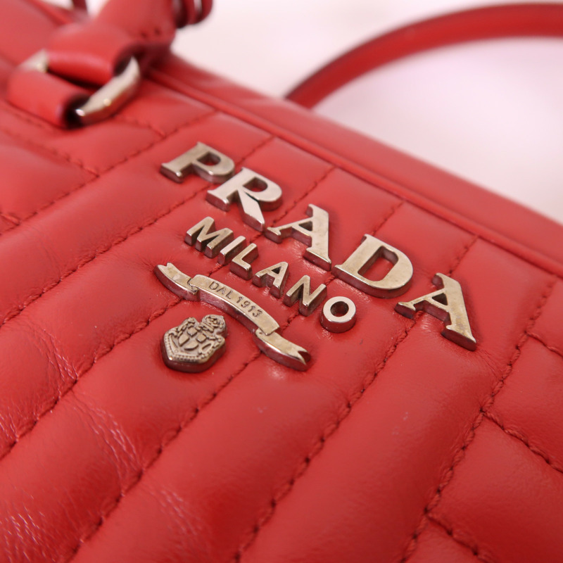 PRADA 羊皮皮革2 Way Shoulder銀扣手挽肩背兩用袋-8