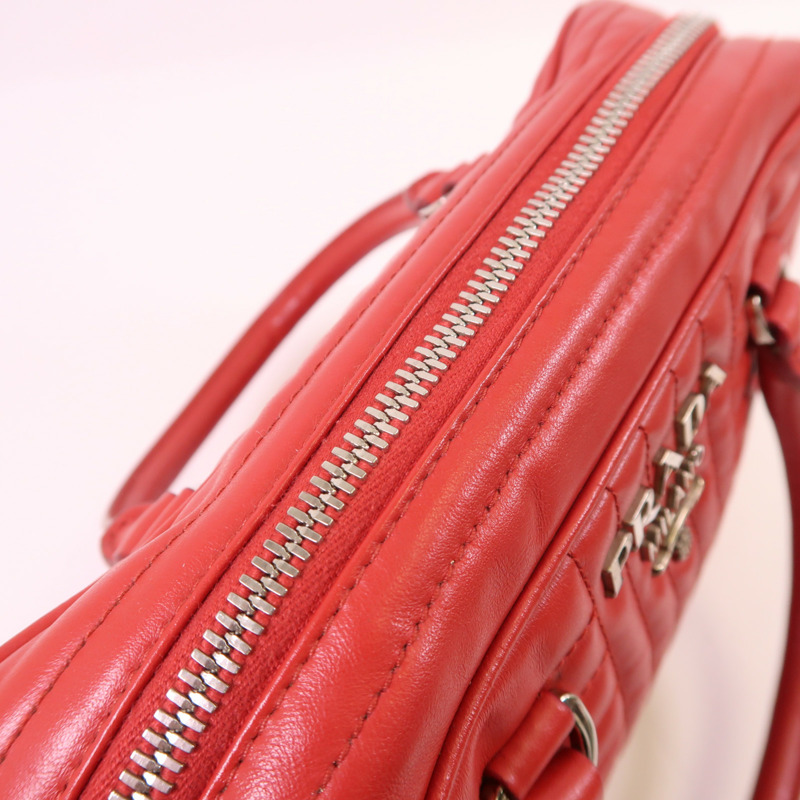 PRADA 羊皮皮革2 Way Shoulder銀扣手挽肩背兩用袋-13