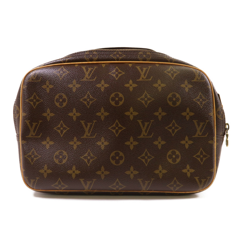 LOUIS VUITTON Monogram Reporter PM金扣肩背袋棕色-1