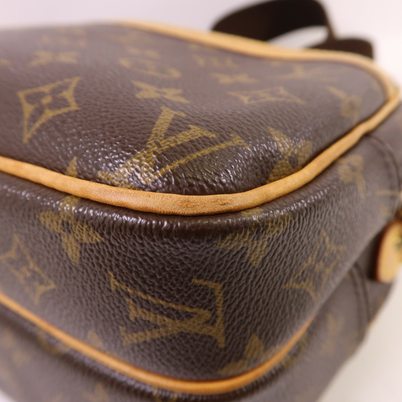 LOUIS VUITTON Monogram Reporter PM金扣肩背袋棕色-9