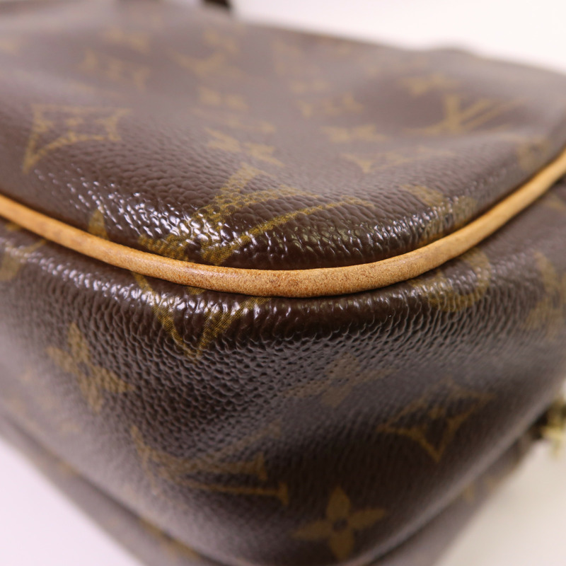 LOUIS VUITTON Monogram Reporter PM金扣肩背袋棕色-11