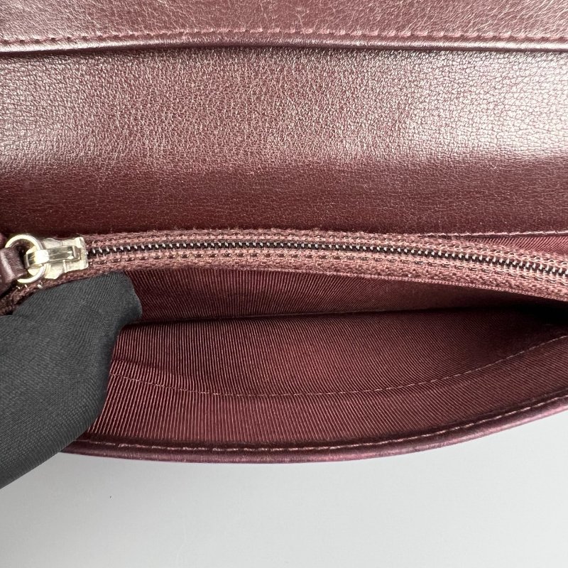 CHANEL CF菱格紋對開長夾 黑銀 17開-7