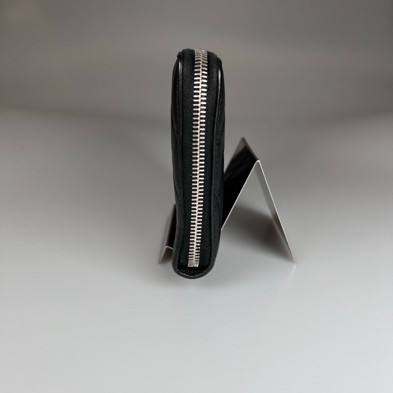 CHANEL 菱格紋ㄇ拉萬用夾 黑銀 15開-3