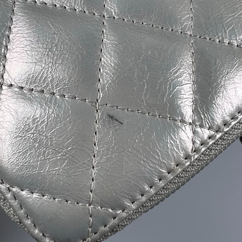 CHANEL 菱格紋萬用夾 銀色 12開-10