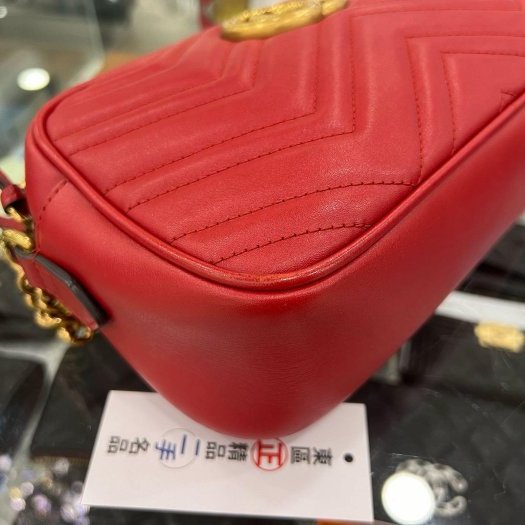 東區正精品㊣ GUCCI 447632 GG Marmont 紅色復古風相機包斜背包 RA-6