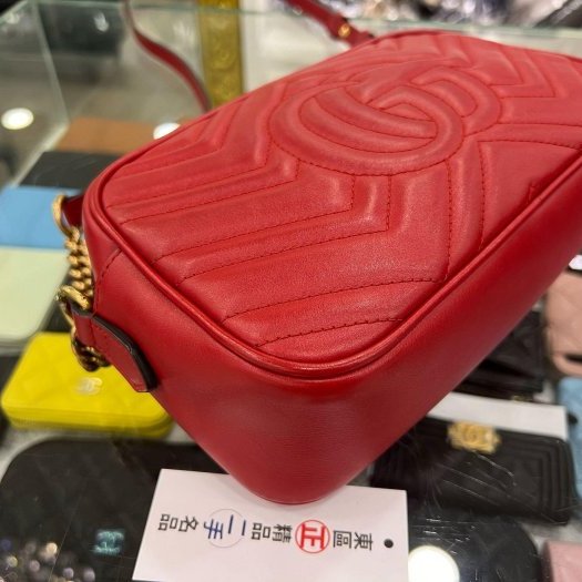 東區正精品㊣ GUCCI 447632 GG Marmont 紅色復古風相機包斜背包 RA-8