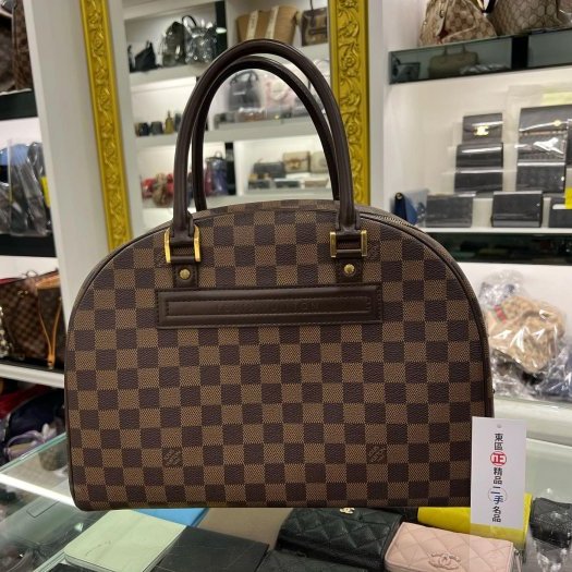 東區正精品㊣LV 咖啡色棋盤格拉鏈保齡球包醫生包手提包 RZ4769-0