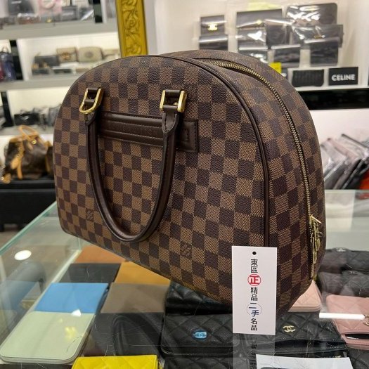 東區正精品㊣LV 咖啡色棋盤格拉鏈保齡球包醫生包手提包 RZ4769-1