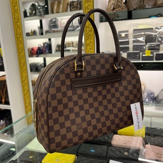 東區正精品㊣LV 咖啡色棋盤格拉鏈保齡球包醫生包手提包 RZ4769-5