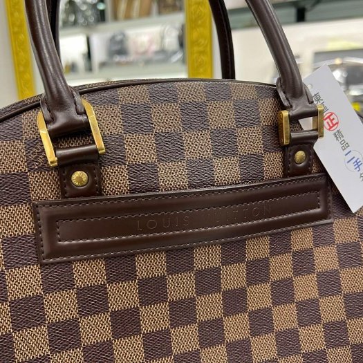 東區正精品㊣LV 咖啡色棋盤格拉鏈保齡球包醫生包手提包 RZ4769-6