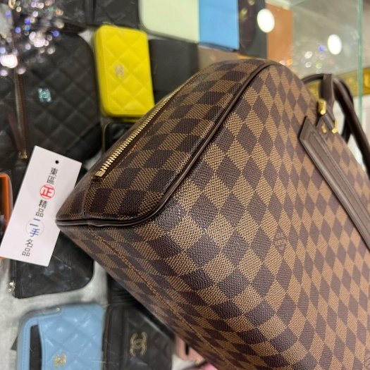 東區正精品㊣LV 咖啡色棋盤格拉鏈保齡球包醫生包手提包 RZ4769-8
