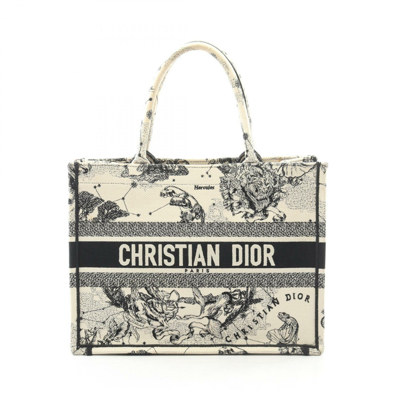 Christian Dior BOOK TOTE 中 Zodiac 帆布包 米色 黑色 二手 女士 logo-0