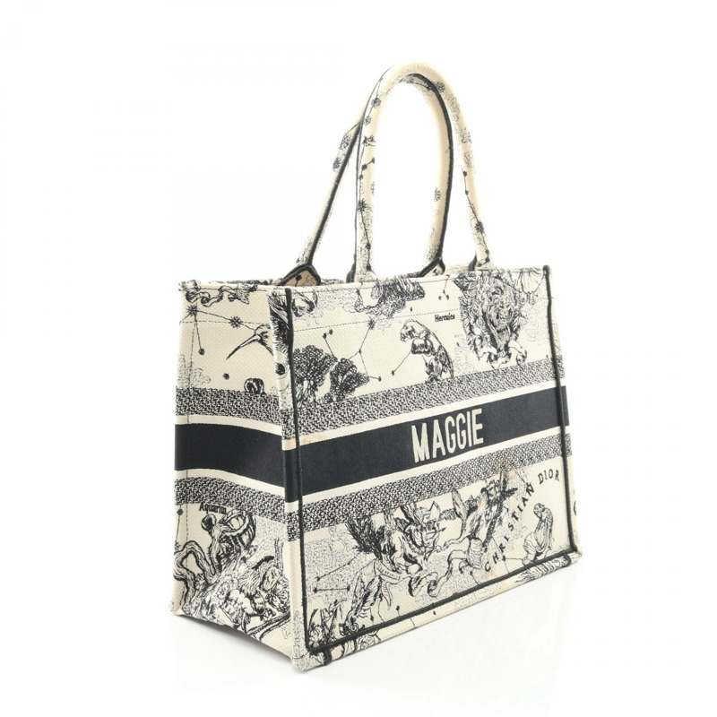 Christian Dior BOOK TOTE 中 Zodiac 帆布包 米色 黑色 二手 女士 logo-1