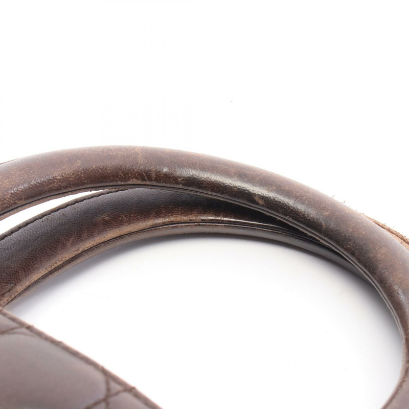 Christian Dior 女士 Dior 大 Cannage 手提包 皮革 棕色 二手女式-8