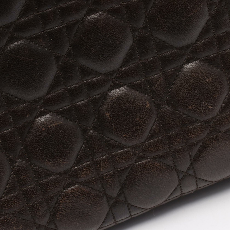 Christian Dior 女士 Dior 大 Cannage 手提包 皮革 棕色 二手女式-11