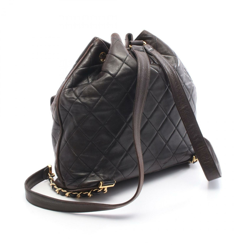 香奈兒 (CHANEL) 絎縫鏈條雙肩包，黑色皮革，金色五金，二手，女士 Coco CC-1