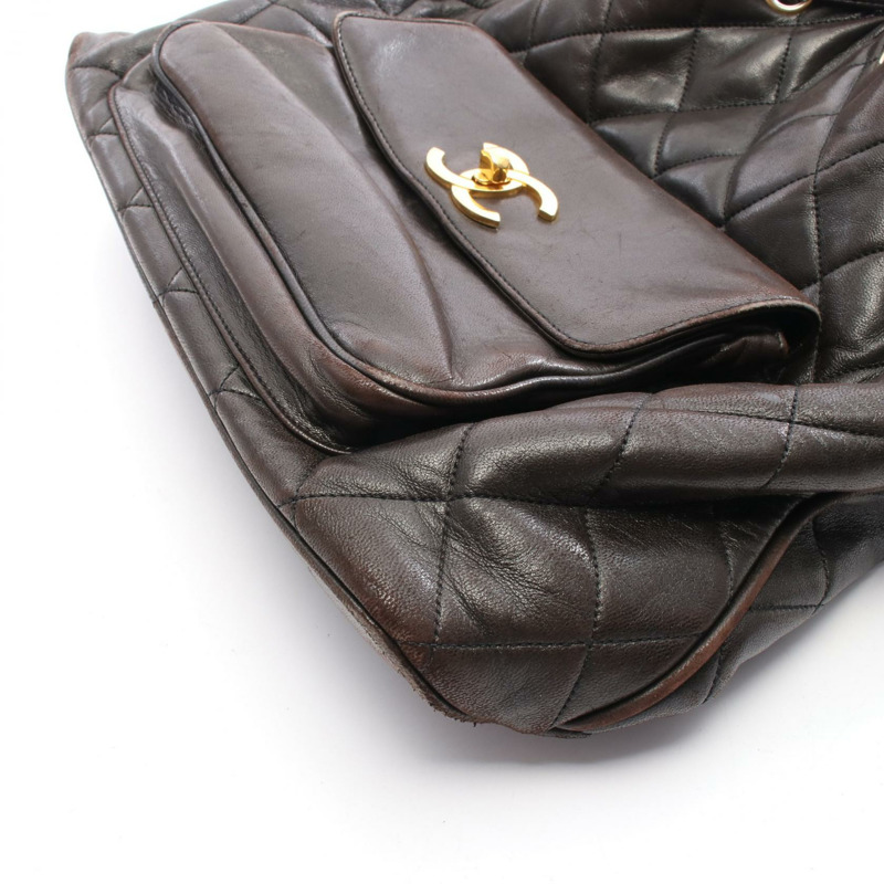 香奈兒 (CHANEL) 絎縫鏈條雙肩包，黑色皮革，金色五金，二手，女士 Coco CC-9