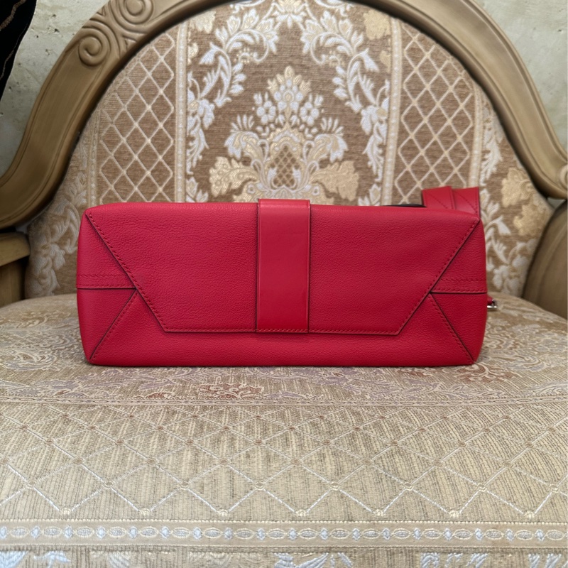 LV 紅牛皮壓紋V字銀釦Very One Handle下蓋手提肩背包M51924-4