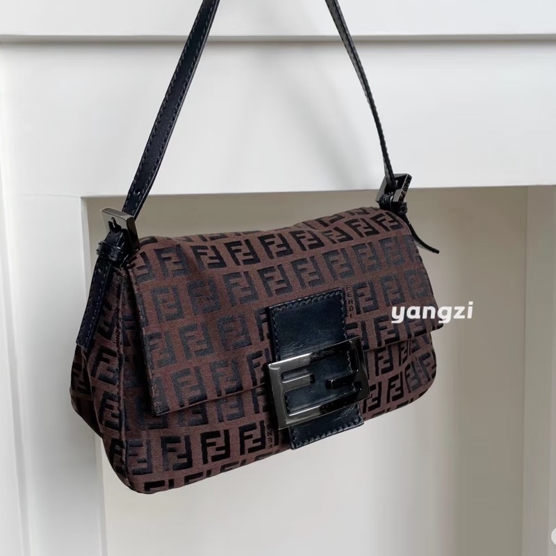 Fendi 芬迪肩背包-稀有黑釦金屬handbag🍩-0