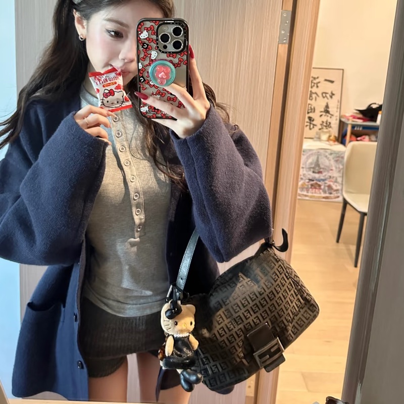 Fendi 芬迪肩背包-稀有黑釦金屬handbag🍩-6