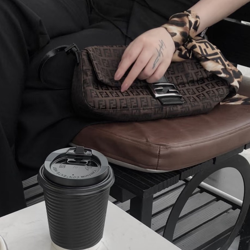 Fendi 芬迪肩背包-稀有黑釦金屬handbag🍩-7