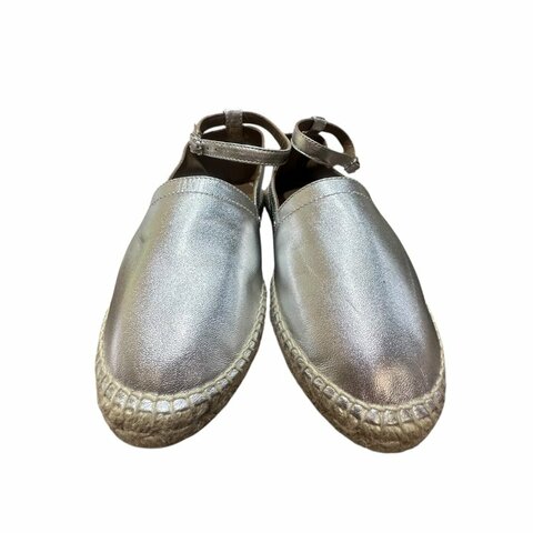 【美收精品】HERMES 銀色皮革拖鞋 4-736