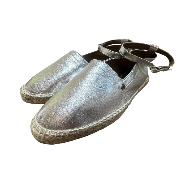 【美收精品】HERMES 銀色皮革拖鞋 4-736-1