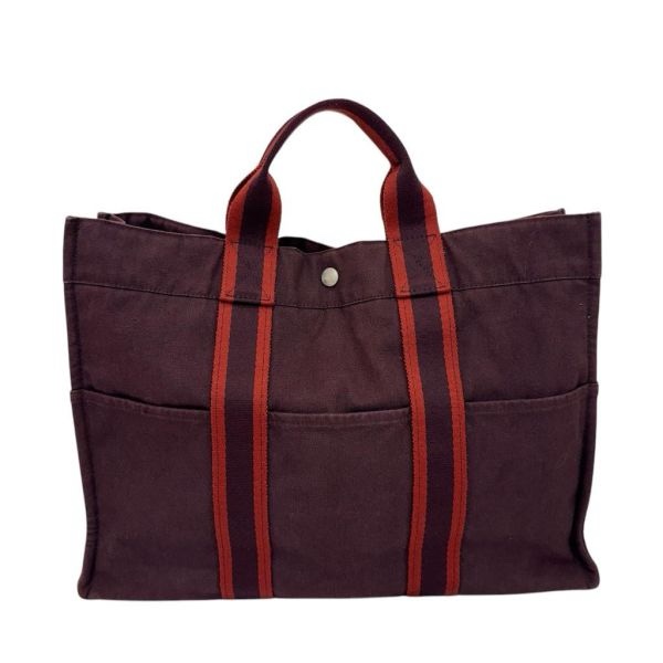 Hermès 酒紅中號帆布手袋-2