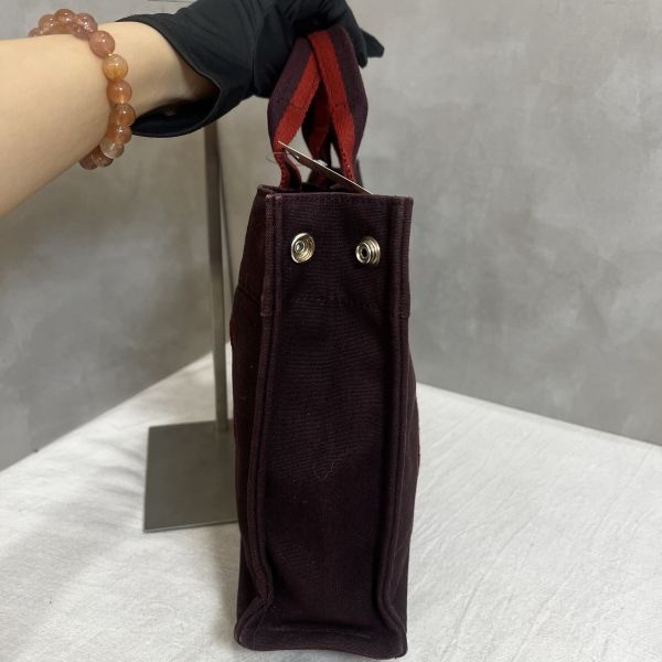 Hermès 酒紅中號帆布手袋-6