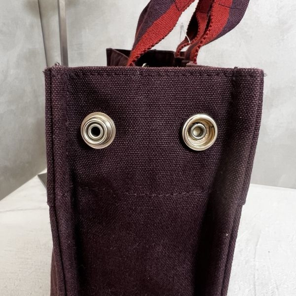 Hermès 酒紅中號帆布手袋-10