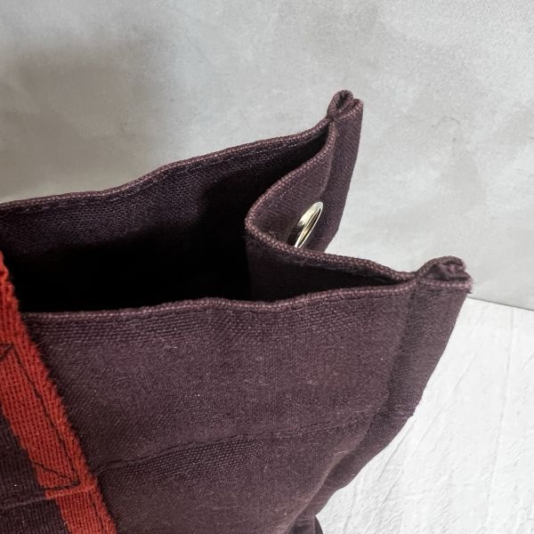 Hermès 酒紅中號帆布手袋-12