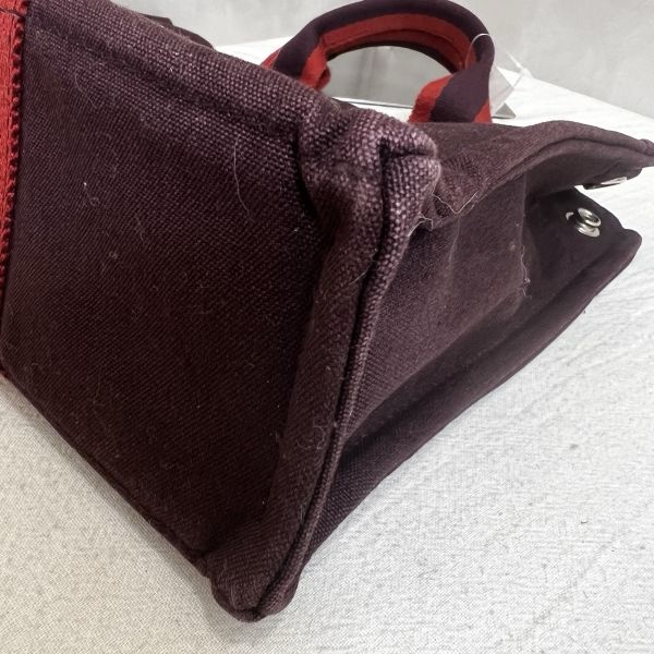 Hermès 酒紅中號帆布手袋-19