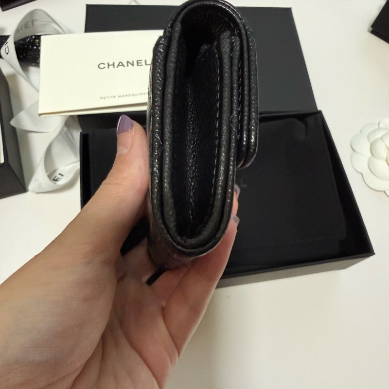 💖Chanel CF 翻蓋零錢包卡夾 內有拉鍊💖 黑色金釦 全新-2