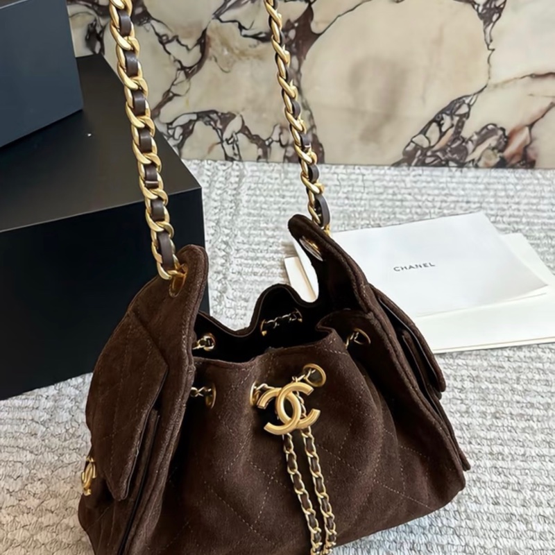 💖Chanel 25bag mini 咖啡色金釦💖 全新全配-1