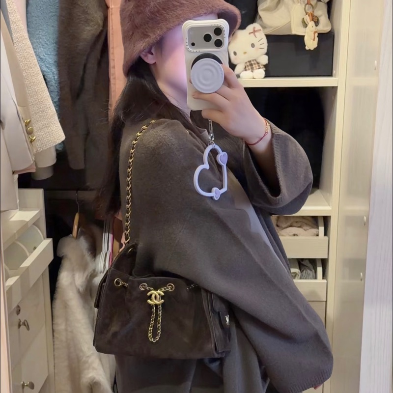 💖Chanel 25bag mini 咖啡色金釦💖 全新全配-2