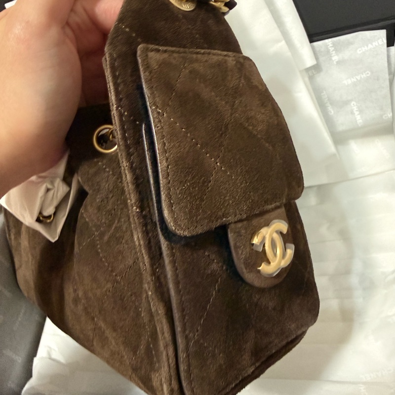 💖Chanel 25bag mini 咖啡色金釦💖 全新全配-7