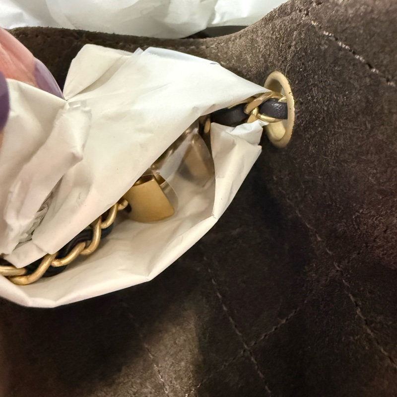 💖Chanel 25bag mini 咖啡色金釦💖 全新全配-8