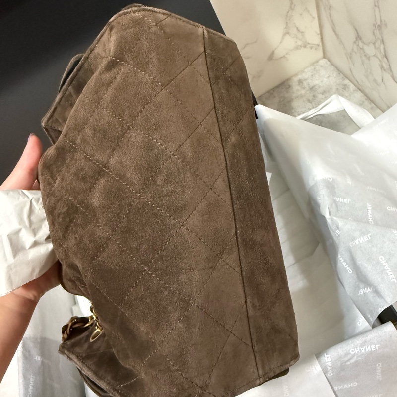 💖Chanel 25bag mini 咖啡色金釦💖 全新全配-11