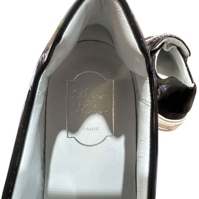 【美收精品】ROGER VIVIER黑色矽膠皮鑲鑽平底鞋 4-710-6