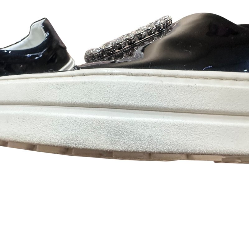 【美收精品】ROGER VIVIER黑色矽膠皮鑲鑽平底鞋 4-710-9