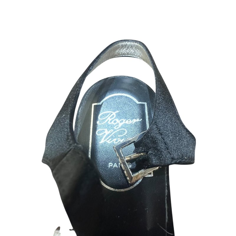 【美收精品】ROGER VIVIER黑色矽膠皮鑲鑽平底鞋 4-710-4